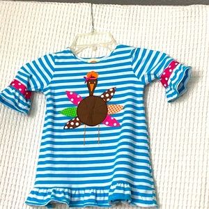 Fall girls Turkey dress with Turkey appliqué